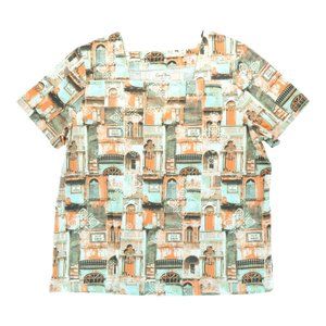 Coral Bay Womens 1X Plus T-Shirt Top Orange Tan Short Sleeve Poly Cotton